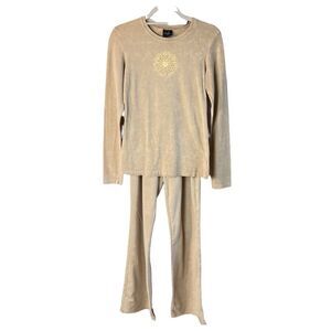 City Lights Pants and Long Sleeve Top Set Tan Gold